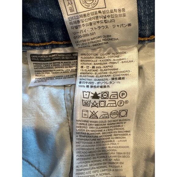 Levis 511 Jeans Mens 32x34 Blue Slim Fit Distressed Stretch Tapered Leg *FLAW* - Picture 7 of 13